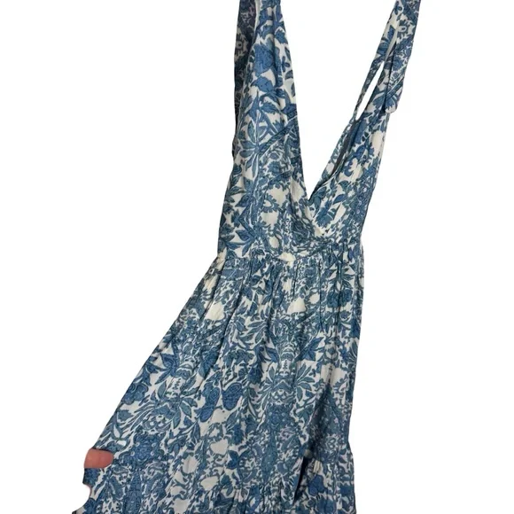 ✨🌿‎ Olivaceous Blue Floral Tie-Strap Mini Dress NWT Size Small 🌿 ✨ - Picture 5 of 5